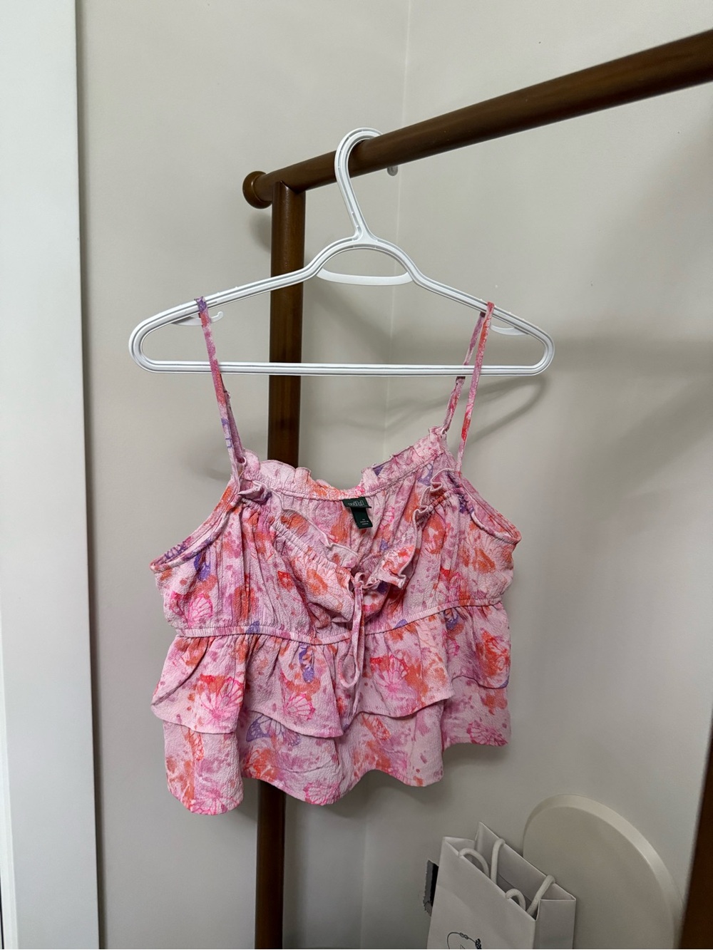 wild fable Pink Floral Ruffle Tiered Camisole